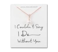 Philip Jones Rose Gold Plated I Couldn't Say I Do Without You Pearl Drop Bridal Necklace Created with Zircondia® Crystals