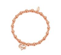 Philip Jones Rose Gold Plated Infinity Heart Beaded Stretch Bracelet