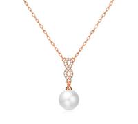 Philip Jones Rose Gold Plated Infinity Pearl Drop Necklace Created with Zircondia® Crystals
