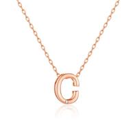 Philip Jones Rose Gold Plated Initial Necklace Letter C Created with Zircondia® Crystals