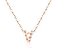 Philip Jones Rose Gold Plated Initial Necklace Letter V Created with Zircondia® Crystals