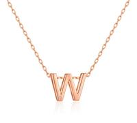 Philip Jones Rose Gold Plated Initial Necklace Letter W Created with Zircondia® Crystals