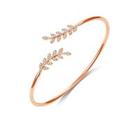 Philip Jones Rose Gold Plated Leaf Bangle Created with Zircondia® Crystals