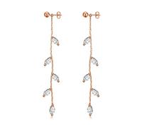 Philip Jones Rose Gold Plated Leaf Dangle Earrings Created with Zircondia® Crystals