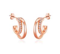 Philip Jones Rose Gold Plated Open Double Hoop Earrings Created With Zircondia® Crystals