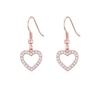 Philip Jones Rose Gold Plated Open Heart Drop Earrings Created with Zircondia® Crystals