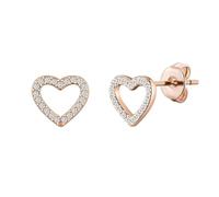 Philip Jones Rose Gold Plated Open Heart Earrings Created with Zircondia® Crystals