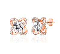 Philip Jones Rose Gold Plated Orbit Earrings Created with Zircondia® Crystals