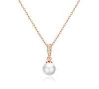 Philip Jones Rose Gold Plated Pearl Drop Necklace Created with Zircondia® Crystals