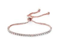 Philip Jones Rose Gold Plated Solitaire Friendship Bracelet Created with Zircondia® Crystals
