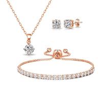 Philip Jones Rose Gold Plated Solitaire Friendship Slider Set Created with Zircondia® Crystals