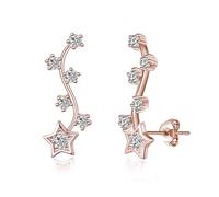 Philip Jones Rose Gold Plated Star Climber Earrings Created with Zircondia® Crystals