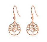 Philip Jones Rose Gold Plated Tree of Life Drop Earrings Created with Crystals from Zircondia®
