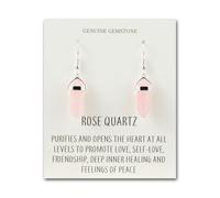 Philip Jones Rose Quartz Gemstone Drop Earrings with Quote Card