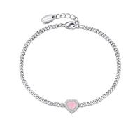 Philip Jones Rose Quartz Heart Gemstone Bracelet Created with Zircondia® Crystals