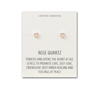 Philip Jones Rose Quartz Heart Stud Earrings with Quote Card