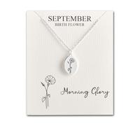 Philip Jones September Birth Flower Morning Glory Necklace with Card