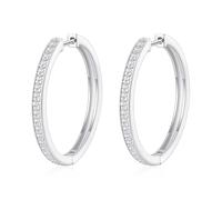 Philip Jones Silver Plated 30mm Hoop Earrings Created with Zircondia® Crystals