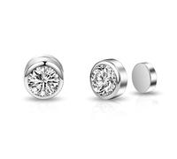 Philip Jones Silver Plated 6mm Magnetic Clip On Earrings Created with Zircondia® Crystals