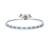 Philip Jones Silver Plated Adjustable Blue Tennis Bracelet Created with Zircondia® Crystals