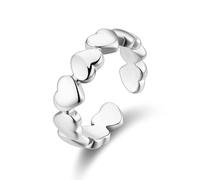 Philip Jones Silver Plated Adjustable Heart Band Ring