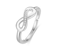 Philip Jones Silver Plated Adjustable Infinity Ring Created with Zircondia® Crystals