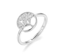 Philip Jones Silver Plated Adjustable Tree of Life Ring Created with Zircondia® Crystals