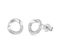 Philip Jones Silver Plated Circle Twist Earrings Created with Zircondia® Crystals