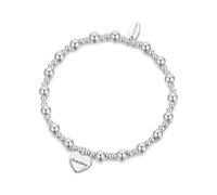 Philip Jones Silver Plated Grandma Heart Charm Beaded Stretch Bracelet