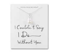 Philip Jones Silver Plated I Couldn't Say I Do Without You Infinity Pearl Bridal Drop Necklace with Zircondia® Crystals