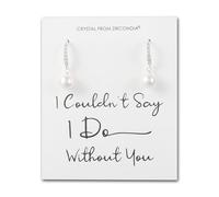 Philip Jones Silver Plated I Couldn't Say I Do Without You Pearl Drop Bridal Earrings Created with Zircondia® Crystals