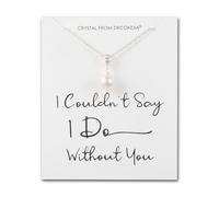 Philip Jones Silver Plated I Couldn't Say I Do Without You Pearl Drop Bridal Necklace Created with Zircondia® Crystals