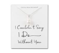 Philip Jones Silver Plated I Couldn't Say I Do Without You Pearl Drop Wedding Necklace Created with Zircondia® Crystals