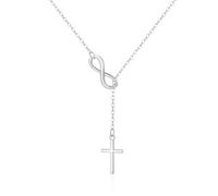 Philip Jones Silver Plated Infinity with Cross Lariat Necklace