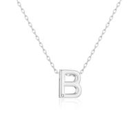 Philip Jones Silver Plated Initial Necklaces A to Z Created with Zircondia® Crystals