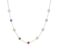 Philip Jones Silver Plated Multi Coloured Crystal Necklace Created with Zircondia® Crystals