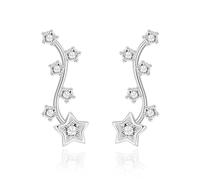 Philip Jones Silver Plated Star Climber Earrings Created with Zircondia® Crystals