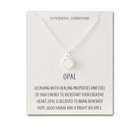 Philip Jones Silver Plated Synthetic White Opal Necklace with Quote Card