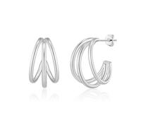 Philip Jones Silver Plated Triple Illusion Hoop Earrings