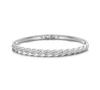 Philip Jones Silver Plated Twist Bangle Created with Zircondia® Crystals (7 Inch)