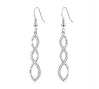Philip Jones Silver Plated Twist Drop Earrings Created with Zircondia® Crystals