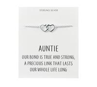Philip Jones Sterling Silver Auntie Quote Heart Link Bracelet