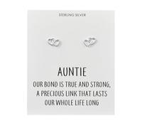 Philip Jones Sterling Silver Auntie Quote Heart Link Earrings