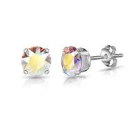 Philip Jones Sterling Silver Aurora Borealis Earrings Created with Zircondia® Crystals