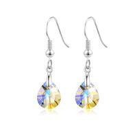 Philip Jones Sterling Silver Aurora Borealis Pear Earrings Created with Zircondia® Crystals
