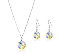 Philip Jones Sterling Silver Aurora Borealis Set Created with Zircondia® Crystals