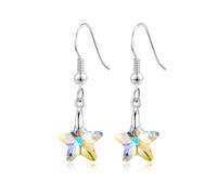 Philip Jones Sterling Silver Aurora Borealis Star Earrings Created with Zircondia® Crystals