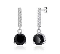 Philip Jones Sterling Silver Black Onyx Gemstone Drop Earrings