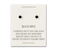 Philip Jones Sterling Silver Black Onyx Gemstone Earrings with Quote Card