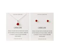 Philip Jones Sterling Silver Carnelian Gemstone Set with Quote Card